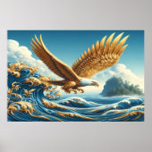 Majestic Eagle steigt über eine mächtige Welle Poster (Vorne)
