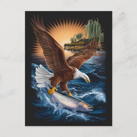 Majestic Eagle steigt über Fischen unter Postkarte (Vorderseite)