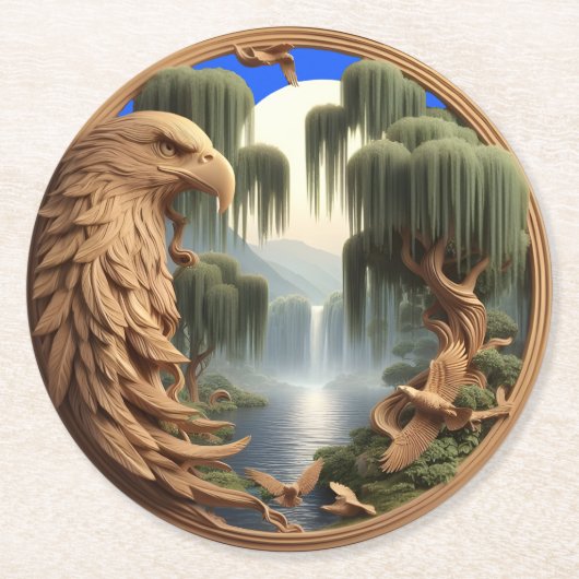 Majestic Eagle steil abfallend Runder Pappuntersetzer (Vorderseite)