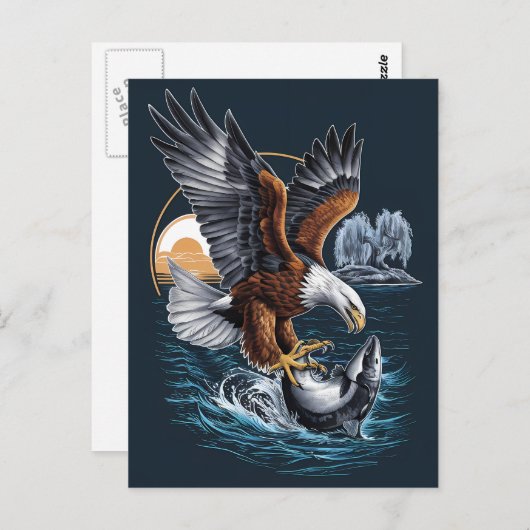 Majestic Eagle steil über den Ozeanfischen Postkarte (Vorne/Hinten)