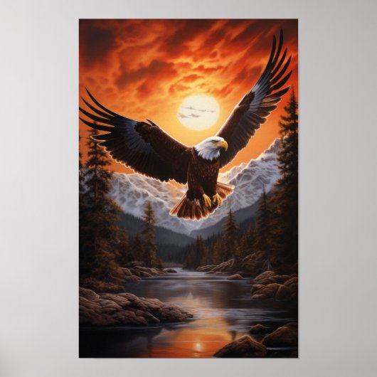 Majestic Eagle steil über den Strom - Atemberauben Poster (Vorne)