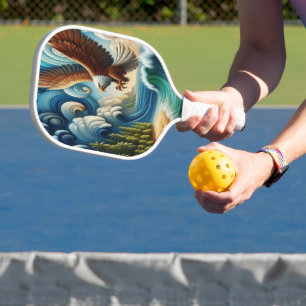 Majestic Eagle steil über Kristallwasser Pickleball Schläger