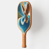 Majestic Eagle steil über Sandy Shore Pickleball Schläger (Links)