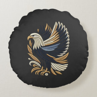 Majestic Eagle Stickerei Design | kühne Patriotik Rundes Kissen