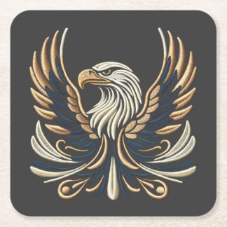 Majestic Eagle Stickerei Design Rechteckiger Pappuntersetzer