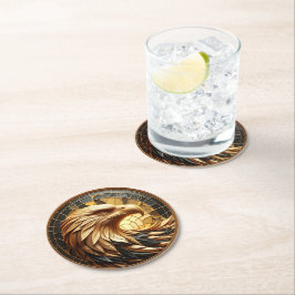 Majestic Eagle strömt durch festes Glas Runder Pappuntersetzer