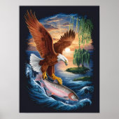 Majestic Eagle stürzt über einen Fisch Poster (Vorne)