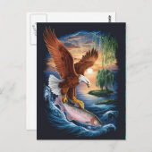Majestic Eagle stürzt über einen Fisch Postkarte (Vorne/Hinten)