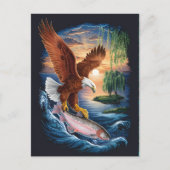 Majestic Eagle stürzt über einen Fisch Postkarte (Vorderseite)