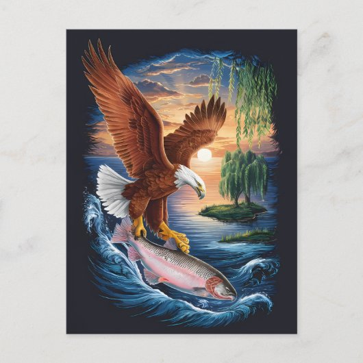 Majestic Eagle stürzt über einen Fisch Postkarte (Vorderseite)