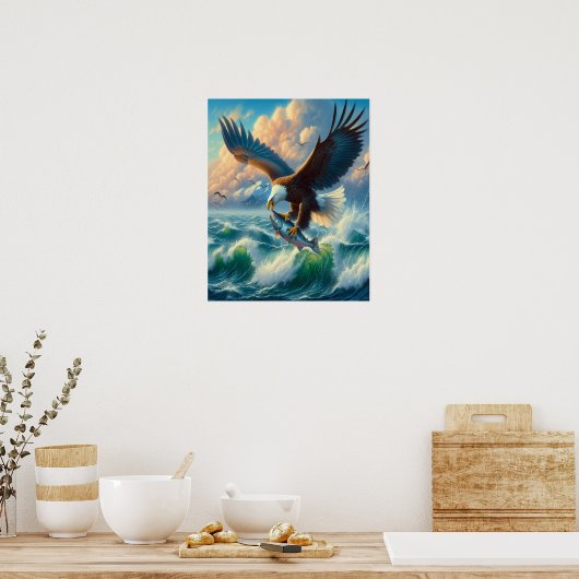Majestic Eagle Swooping Down to catch Fish 16x20 Poster (Küche)