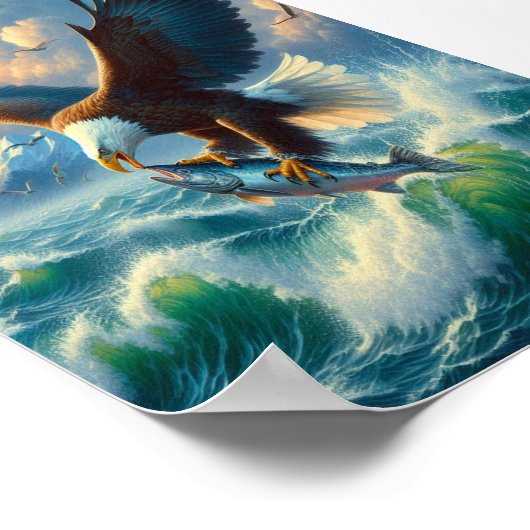 Majestic Eagle Swooping Down to catch Fish 5"x7" Poster (Ecke)