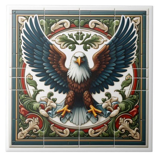 Majestic Eagle Tile Design mit komplexen Details Fliese (Vorderseite)