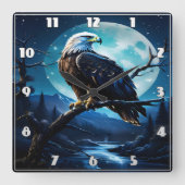 Majestic Eagle unter dem Moonlit Sky Quadratische Wanduhr (Vorderseite)