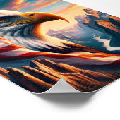 Majestic Eagle verschmolzen mit amerikanischer Fla Poster (Ecke)