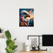 Majestic Eagle verschmolzen mit amerikanischer Fla Poster (Heimbüro)