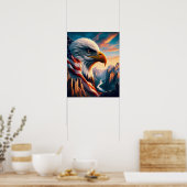 Majestic Eagle verschmolzen mit amerikanischer Fla Poster (Küche)
