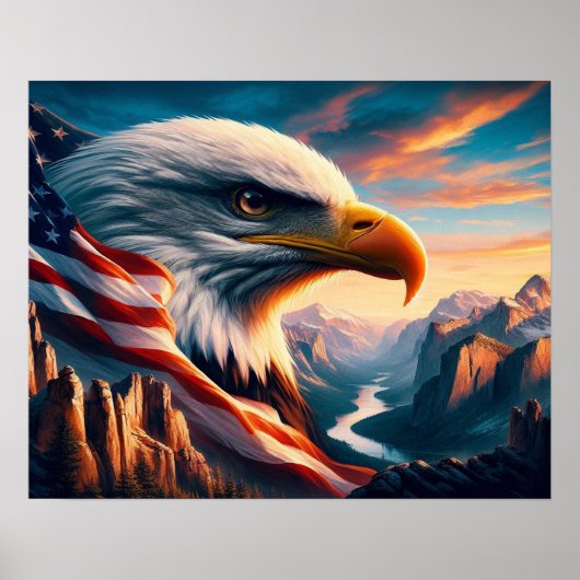 Majestic Eagle verschmolzen mit amerikanischer Fla Poster (Vorne)