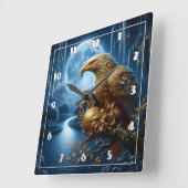 Majestic Eagle vom Fluss Moonlit Quadratische Wanduhr (Winkel)