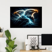 Majestic Eagles tanzen inmitten des Blitzes Poster (Heimbüro)
