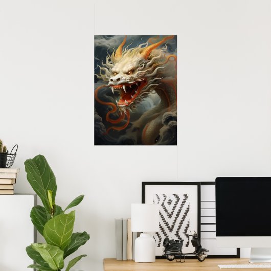 Majestic Eastern Dragon Illustration Print/ Poster (Heimbüro)