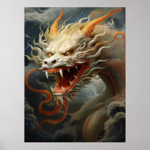Majestic Eastern Dragon Illustration Print/ Poster