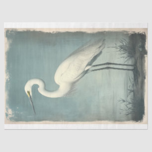 Majestic Egret in Coastal Watercolor Decoupage Seidenpapier
