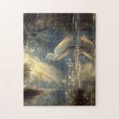 Majestic Egret Stehend in einem sonnigen Sumpf Puzzle (Vertikal)