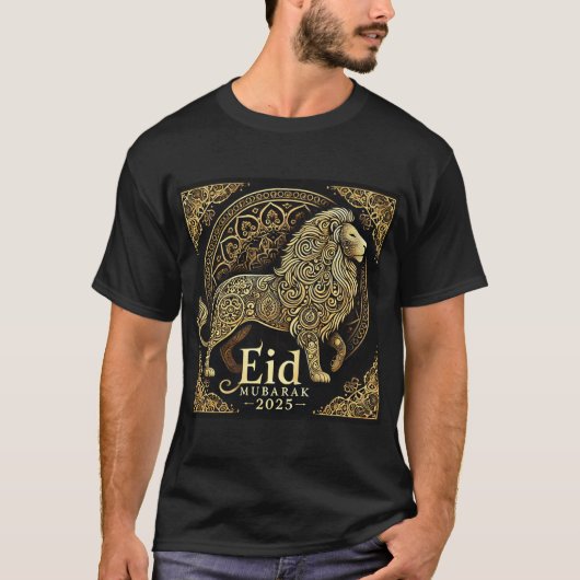 Majestic Eid Mubarak 2025 Lion Design T-Shirt (Vorderseite)
