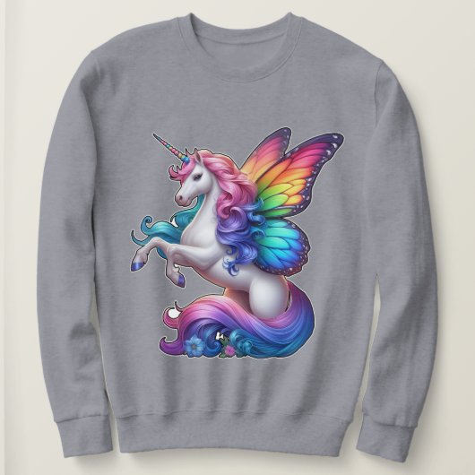 Majestic Einhorn mit Regenbogenflügel Sweatshirt (Design vorne)