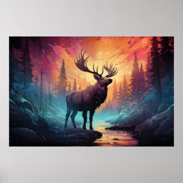 Majestic Elch (Elch) von Creek Wildfire Hintergrun Poster