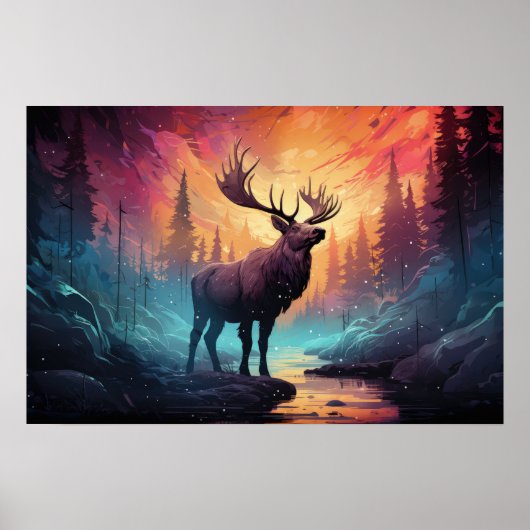 Majestic Elch (Elch) von Creek Wildfire Hintergrun Poster (Vorne)