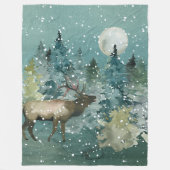 Majestic Elch in Forest Full Moon Snowfall Fleecedecke (Vorderseite)