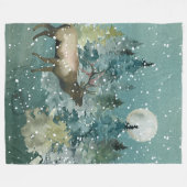 Majestic Elch in Forest Full Moon Snowfall Fleecedecke (Vorderseite (Horizontal))