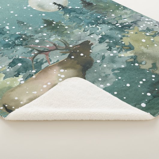 Majestic Elch in Forest Full Moon Snowfall Sherpadecke (3/4)