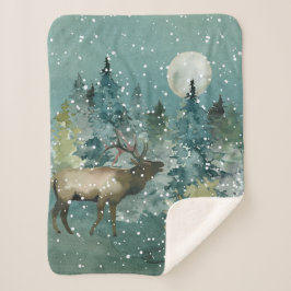 Majestic Elch in Forest Full Moon Snowfall Sherpadecke