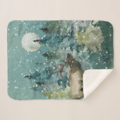 Majestic Elch in Forest Full Moon Snowfall Sherpadecke (Vorderseite (Horizontal))