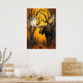 Majestic Elche im Herbstwald - Wilderness Kunst Poster (Küche)