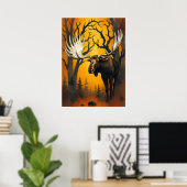 Majestic Elche im Herbstwald - Wilderness Kunst Poster (Heimbüro)