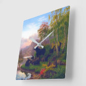 Majestic Elche in einem schwedischen Landschaftsla Quadratische Wanduhr (Winkel)