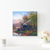 Majestic Elche in einem schwedischen Landschaftsla Quadratische Wanduhr (Zuhause)