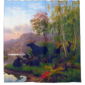 Majestic Elche in einer schwedischen Herbstlandsch Duschvorhang (Vorderseite)