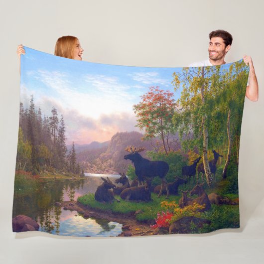 Majestic Elche in einer schwedischen Herbstlandsch Fleecedecke (Beispiel)