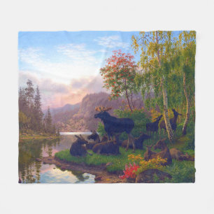 Majestic Elche in einer schwedischen Herbstlandsch Fleecedecke