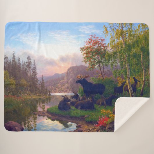 Majestic Elche in einer schwedischen Herbstlandsch Sherpadecke (Vorderseite (Horizontal))