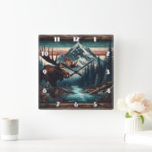 Majestic Elche in Landschaftlicher Bergwelt Quadratische Wanduhr (Zuhause)