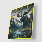 Majestic Elche in Serenwald Landschaft Quadratische Wanduhr (Winkel)