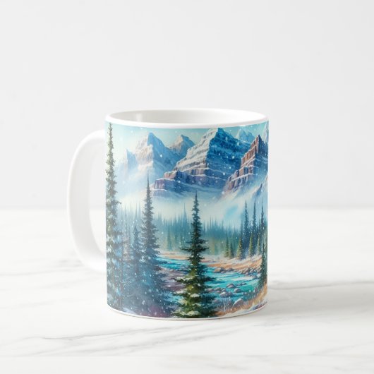 Majestic Elche in Snowy Mountain Landschaft Kaffeetasse (Vorderseite Links)