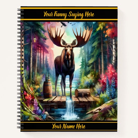 Majestic Elche steht an einem ruhigen Waldstrom Notizblock (Vorderseite)