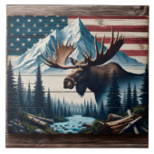 Majestic Elche vor den Bergen und der Flagge Fliese (Vorderseite)